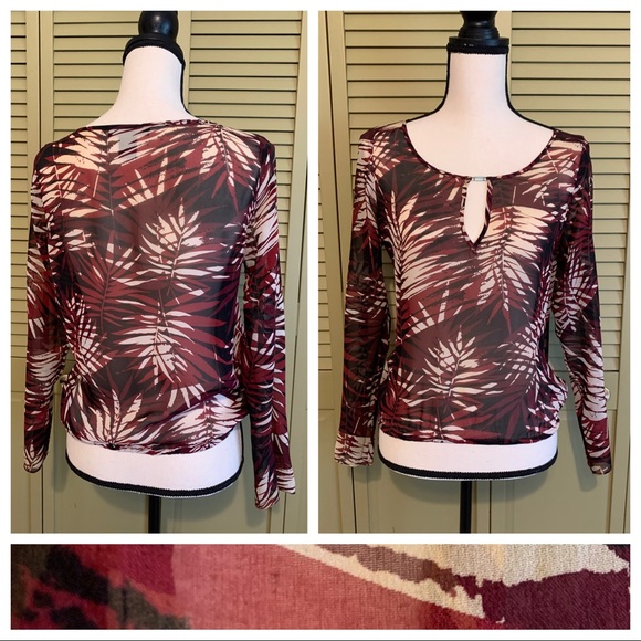 Beautiful Palm Pattern Silk Blouse - Picture 1 of 14